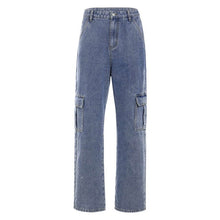 Load image into Gallery viewer, Big Pockets Straight Baggy Denim Jeans Women High Waist Pant Casual Loose Cargo Pant Long Trouser Femme Streetwear Cuteandpsycho