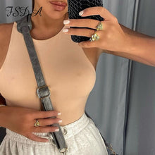 Load image into Gallery viewer, FSDA Summer Women Sleeveless Khaki Bodysuit 2020 Sexy Black Body Top Casual O Neck White Streetwear Bodysuits Off Shoulder
