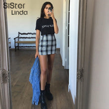 Load image into Gallery viewer, Sisterlinda Vintage Black Plaid Mini Skirts Women Fashion High Waist Office Lady Party Side Zipper Skirts Mujer 2020new Clothing
