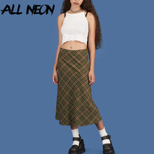 Load image into Gallery viewer, ALLNeon E-girl Plaid High Waist Mermaid Skirts Women Streetwear Cotton Long Skirts Chic Vintage Y2K Style Ladies Bottoms Summer
