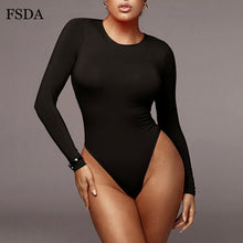 Load image into Gallery viewer, FSDA O Neck Long Sleeve Solid White Sexy Bodysuit Women Black Autumn Winter Body Top Gray Casual Lady Streetwear Bodysuits
