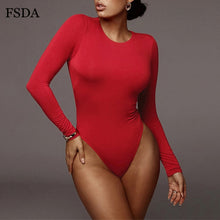 Load image into Gallery viewer, FSDA O Neck Long Sleeve Solid White Sexy Bodysuit Women Black Autumn Winter Body Top Gray Casual Lady Streetwear Bodysuits
