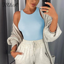 Load image into Gallery viewer, FSDA Summer Women Sleeveless Khaki Bodysuit 2020 Sexy Black Body Top Casual O Neck White Streetwear Bodysuits Off Shoulder
