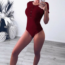 Load image into Gallery viewer, Women Sexy Knitted Bodysuits Summer Stretchy Short Sleeve Slim Thong Bodysuit Jumpsuit Bodycon Women Leotard Body Top Clubwear
