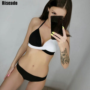 Riseado Sexy Push Up Bikinis Set Swimwear Women Swimsuits Bathing Suit Women Halter biquini Leaf Print Beach Wear Bikini 2020